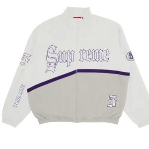 Supreme White and Gray Jacket with Purple